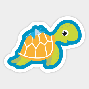 Cute Water Turtle with sea starfish Sticker